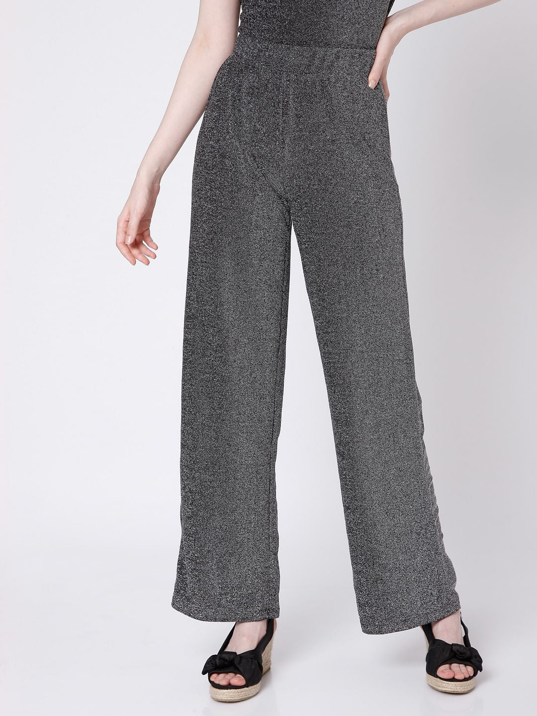 Grey Lurex Co-Ord Pants