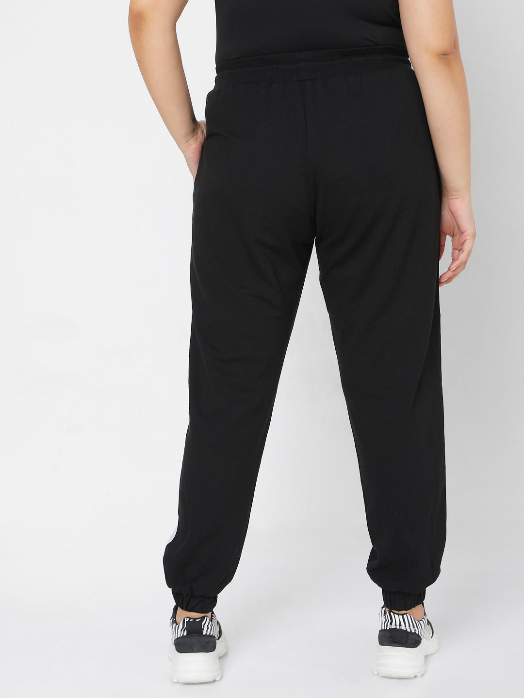Curve Black Colourblocked Jogger Sweatpants