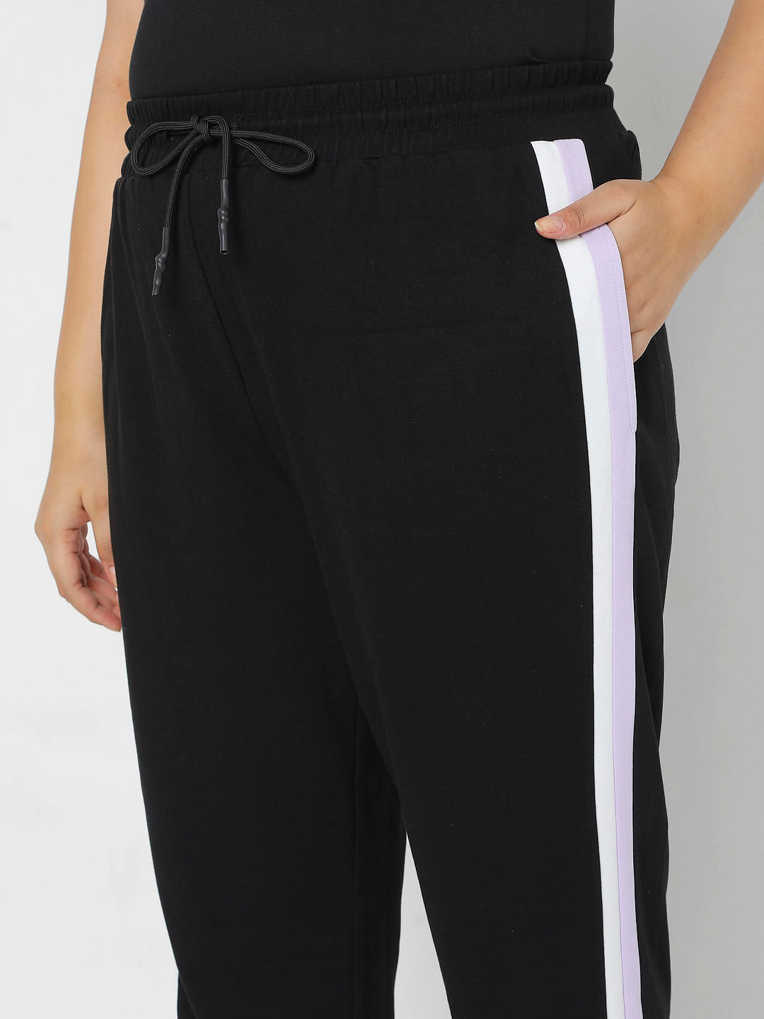 Curve Black Colourblocked Jogger Sweatpants