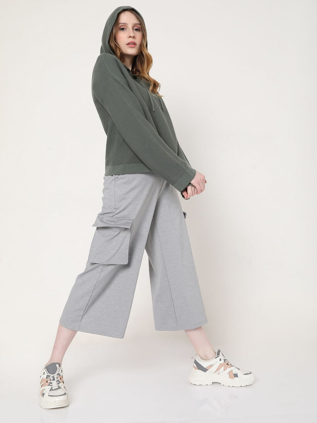 Grey High Rise Culottes