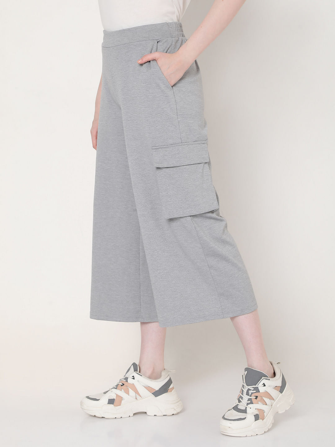 Grey High Rise Culottes