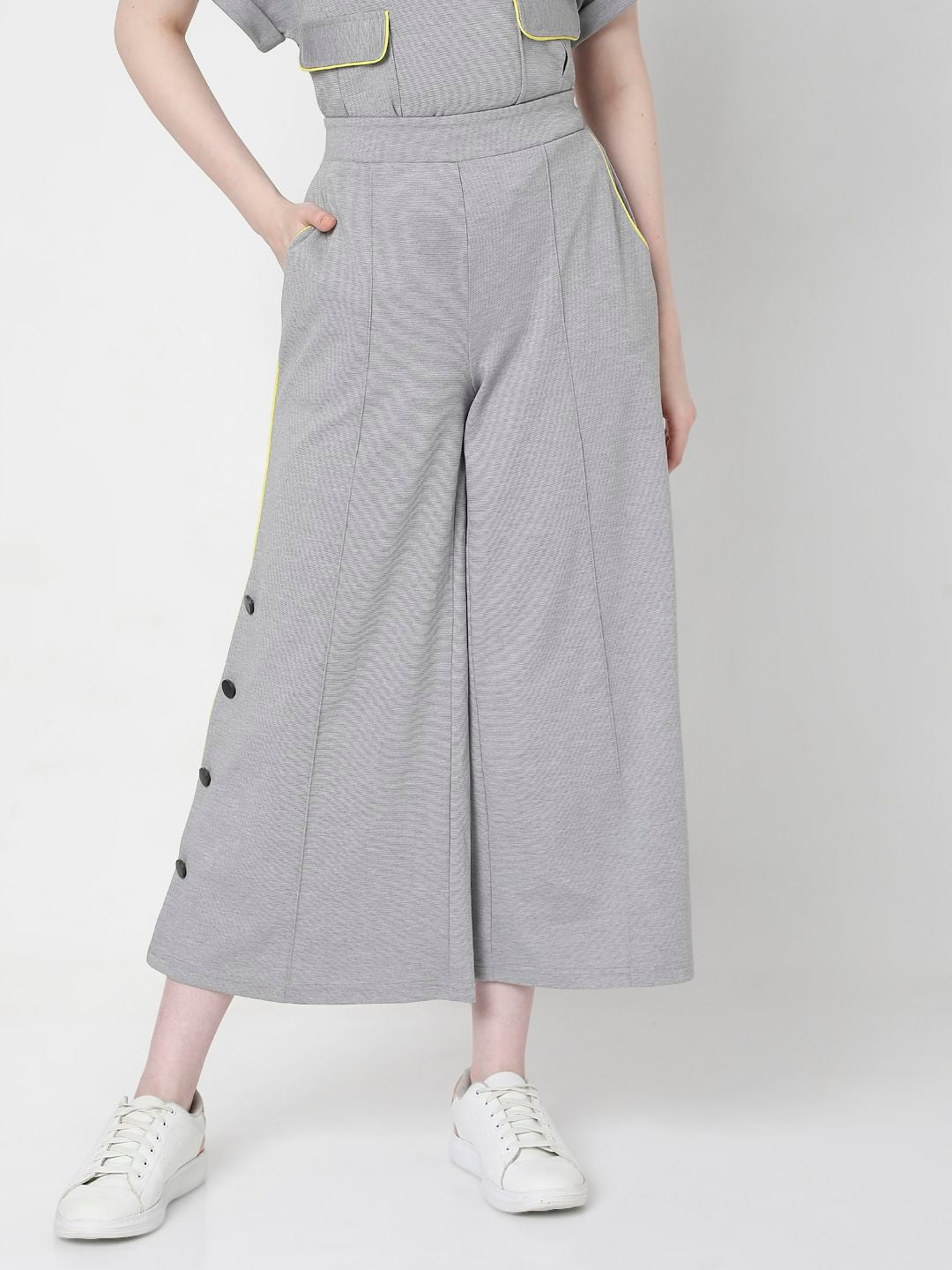 Grey Flared Track Pants
