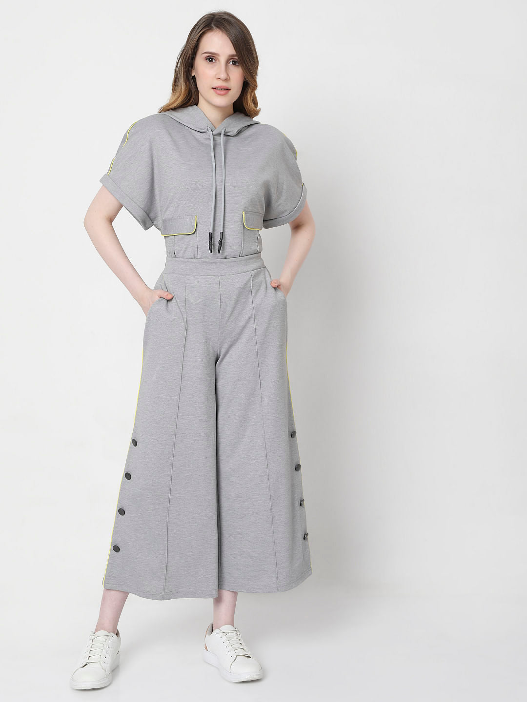 Grey Flared Track Pants