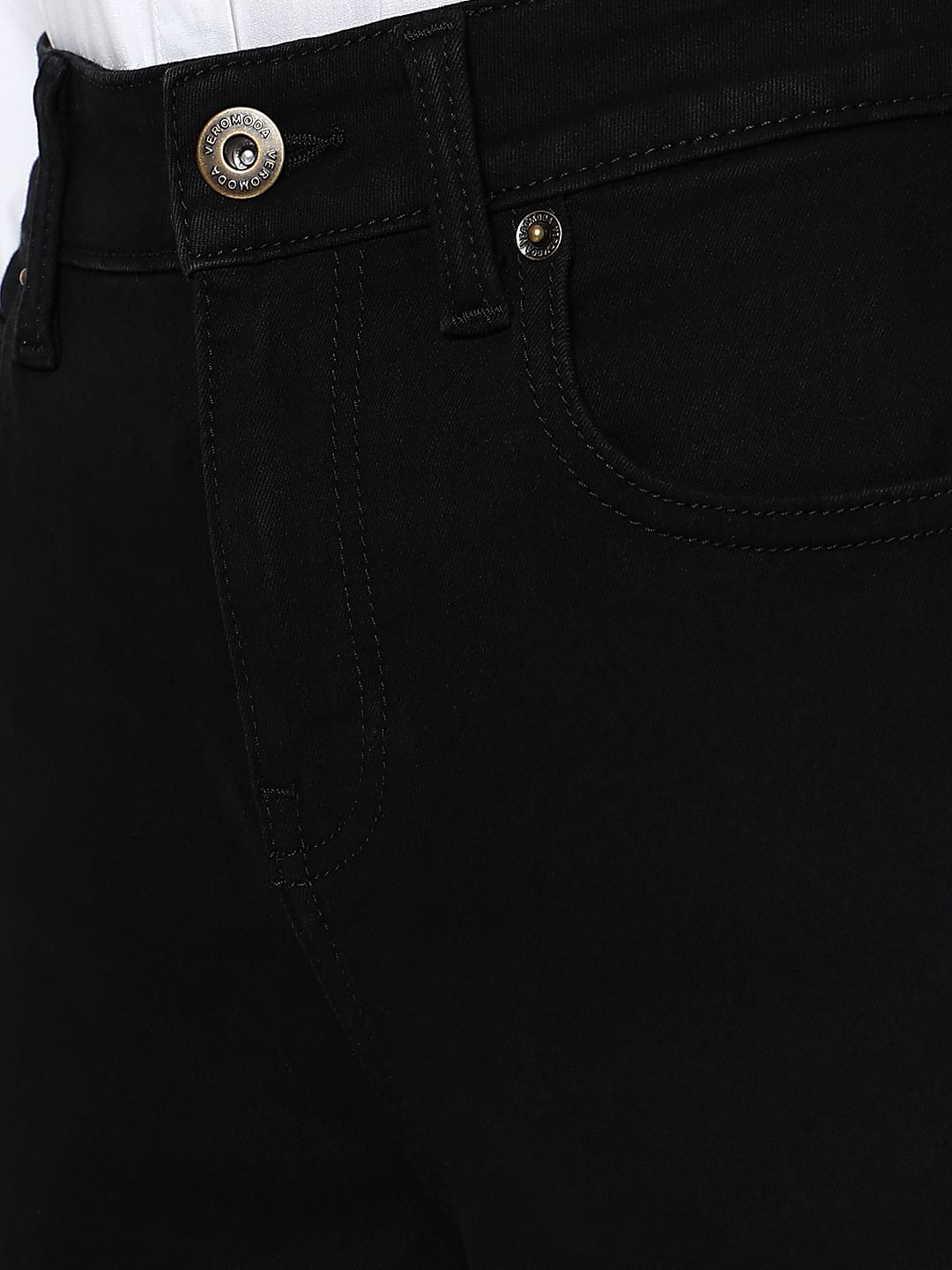 Black High Rise Tape Detail Wendy Skinny Fit Jeans