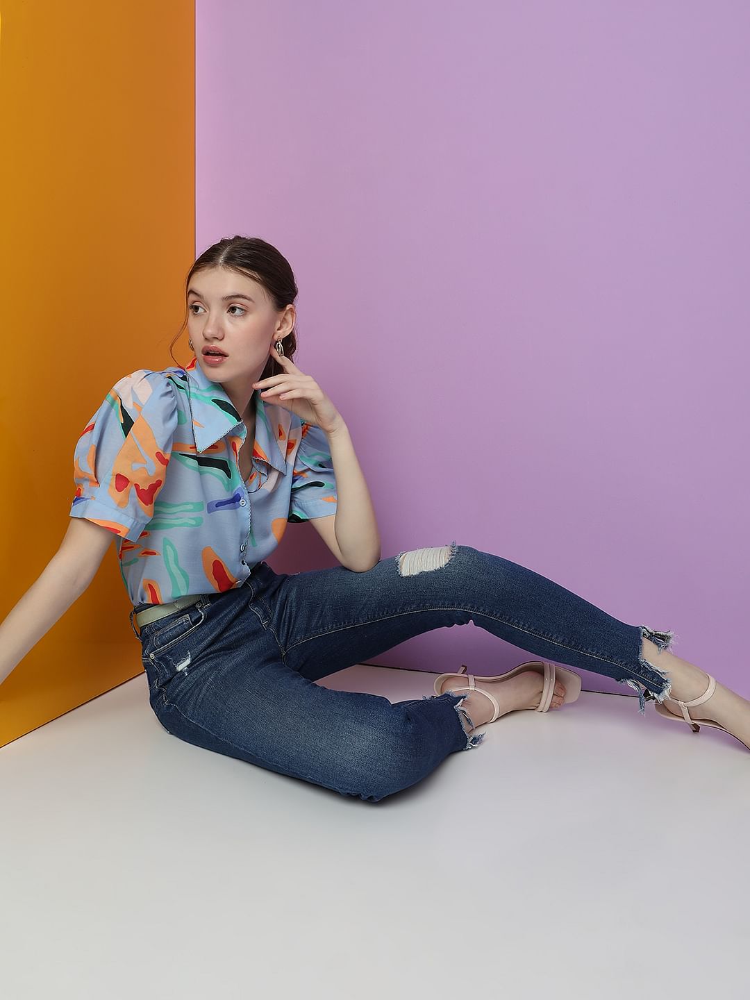 Blue High Rise Distressed Wendy Skinny Jeans