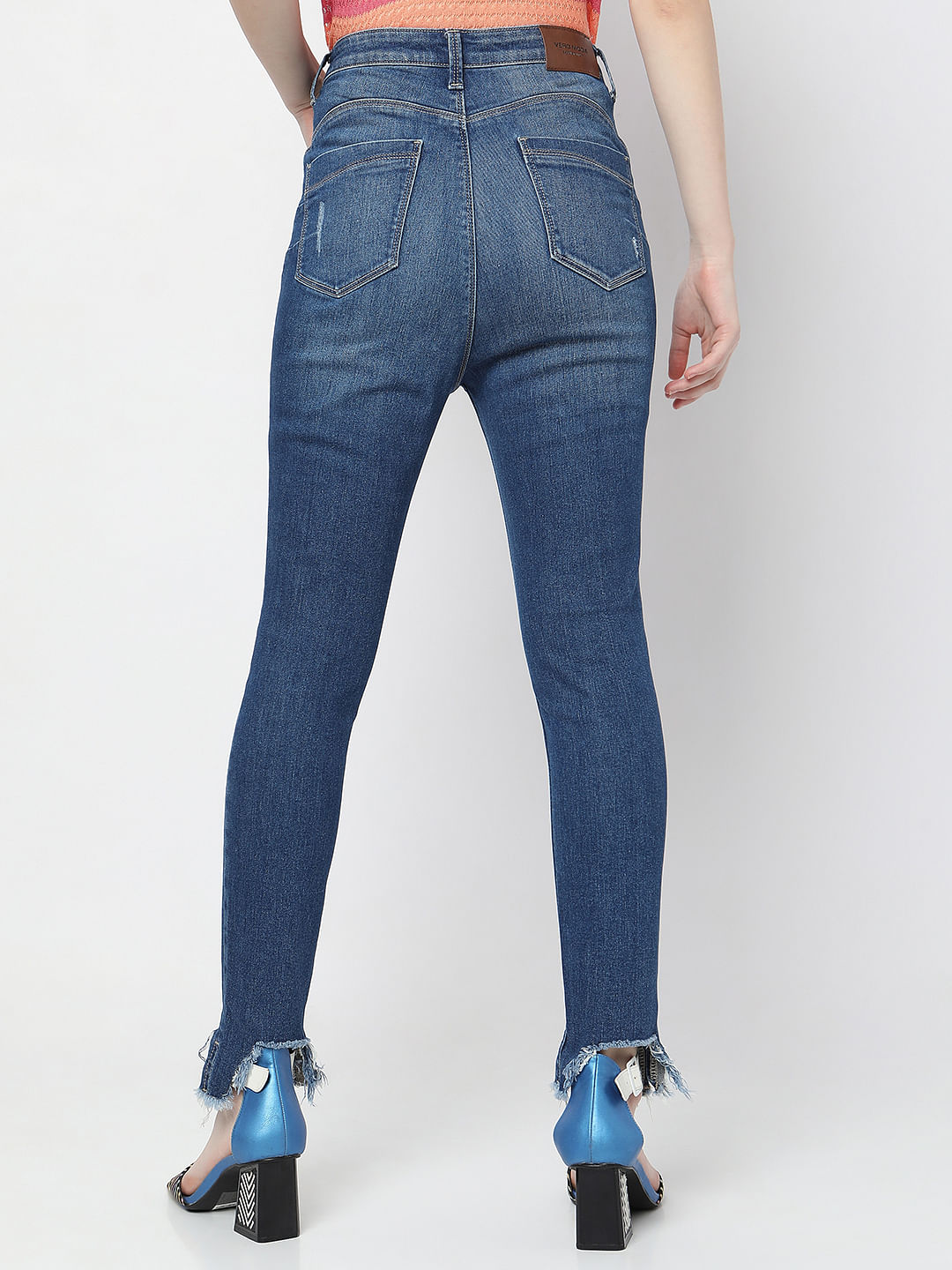 Blue High Rise Distressed Wendy Skinny Jeans