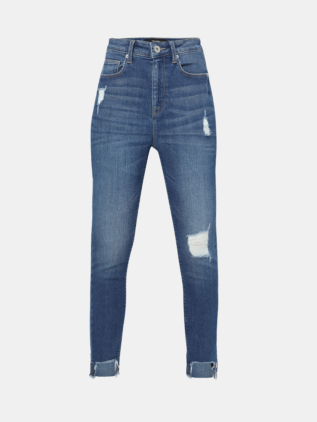Blue High Rise Distressed Wendy Skinny Jeans
