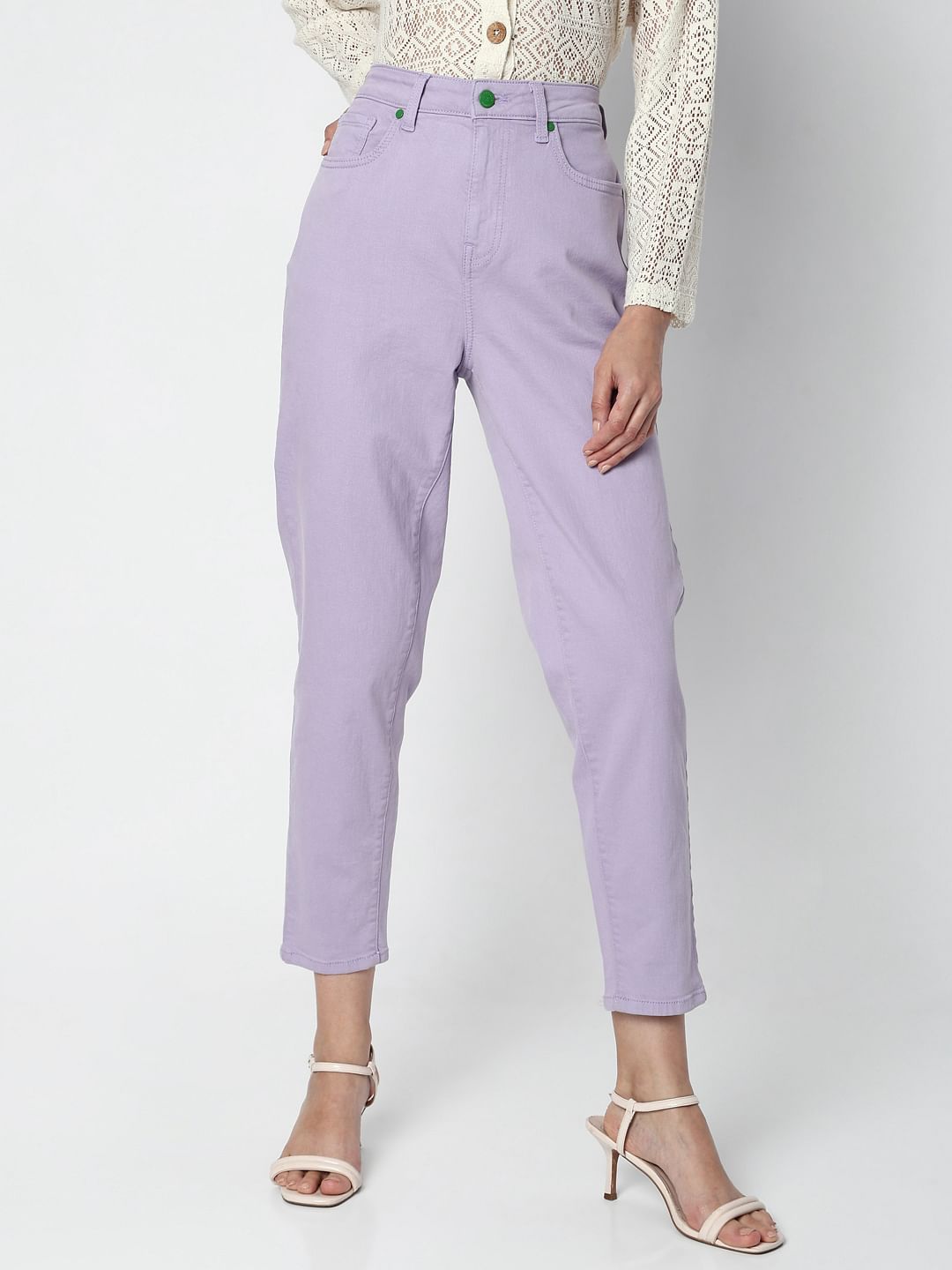 Purple High Rise Jade Straight Fit Jeans