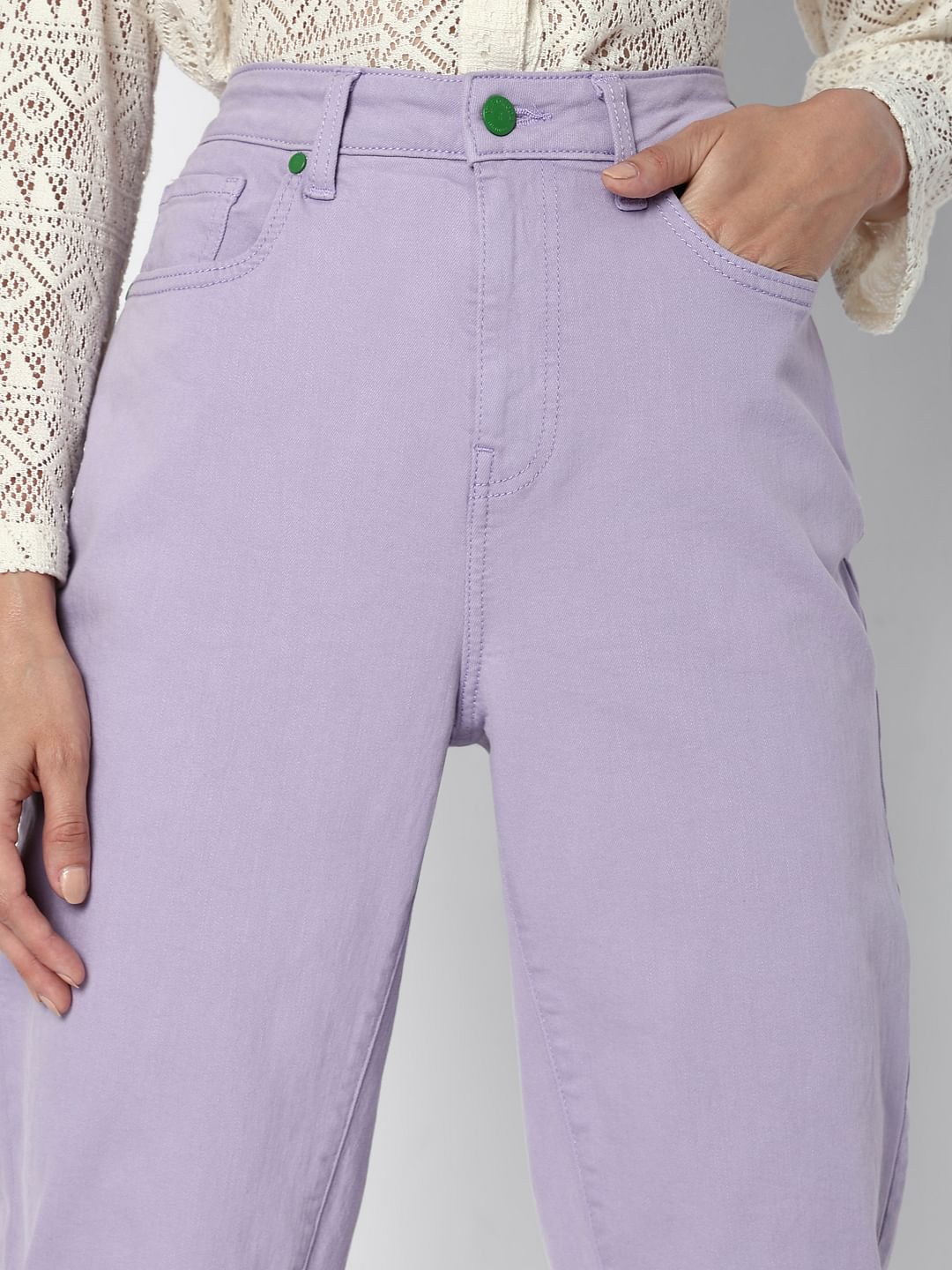 Purple High Rise Jade Straight Fit Jeans