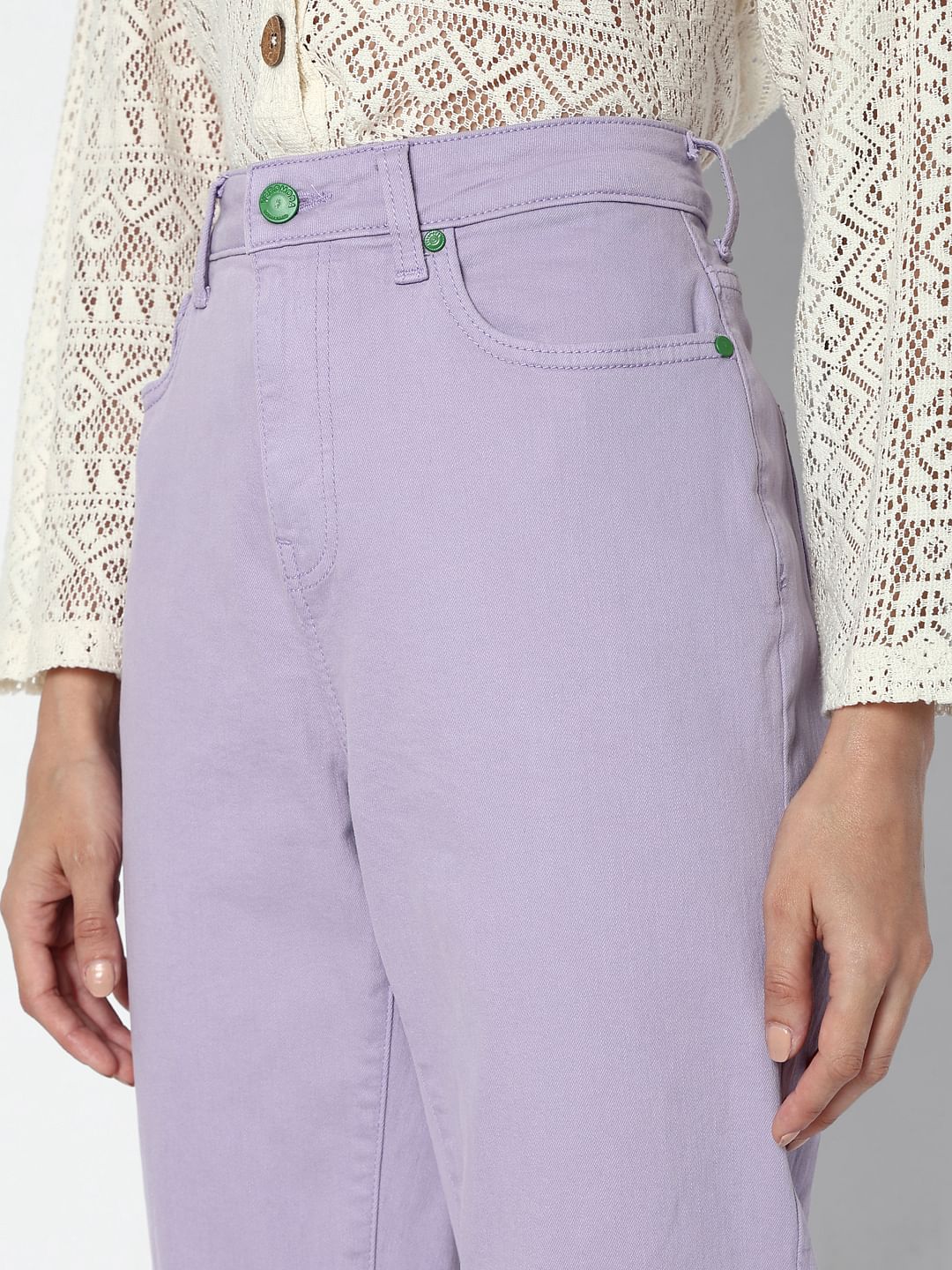Purple High Rise Jade Straight Fit Jeans
