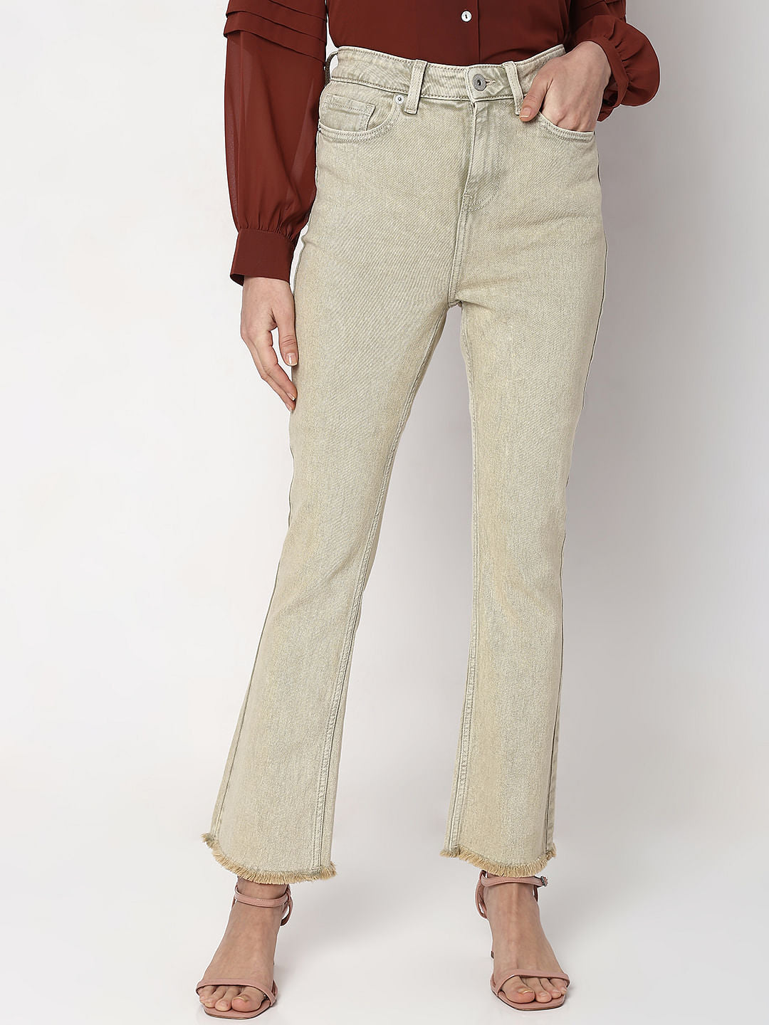 Light Green High Rise Petra Bootcut Jeans
