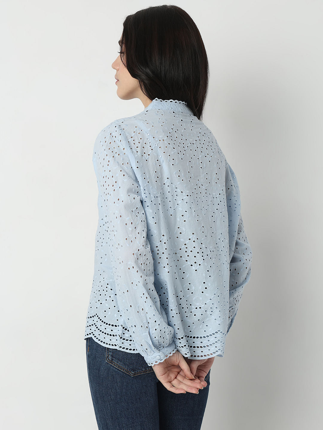 Light Blue Schiffli Shirt