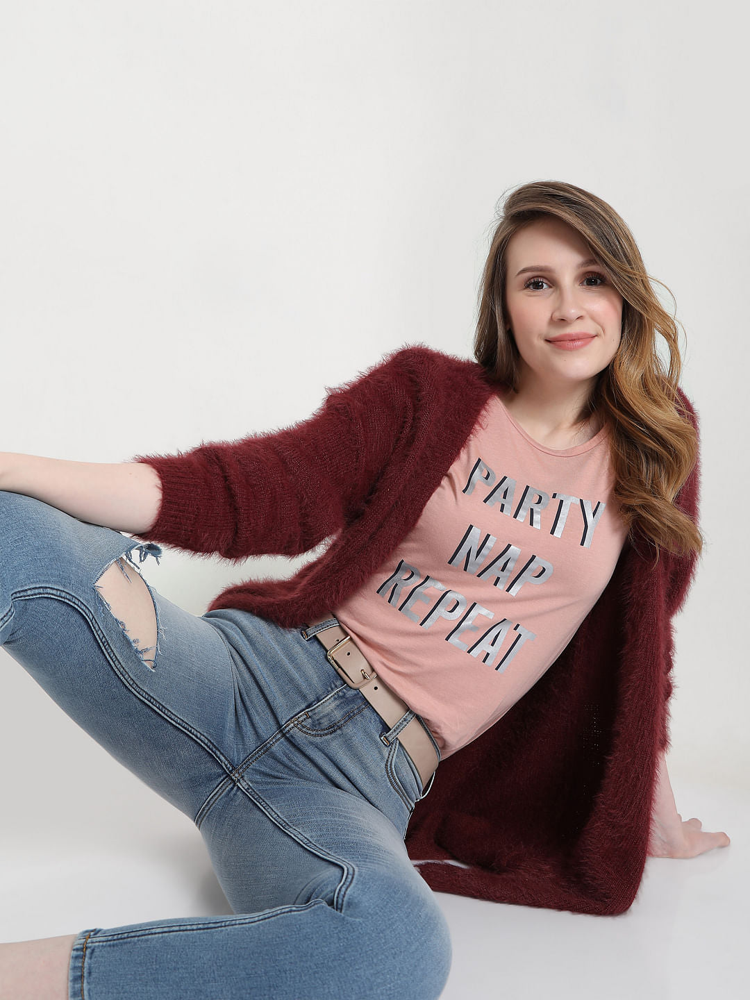 Pink Text Print T-Shirt