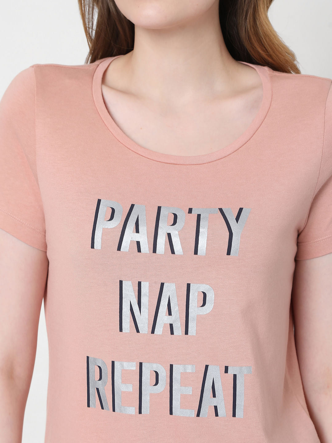 Pink Text Print T-Shirt