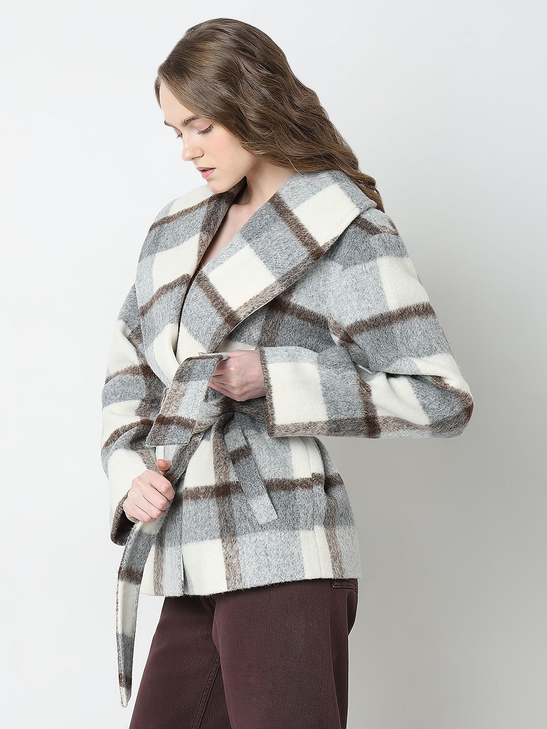 White Check Long Sleeve Jacket