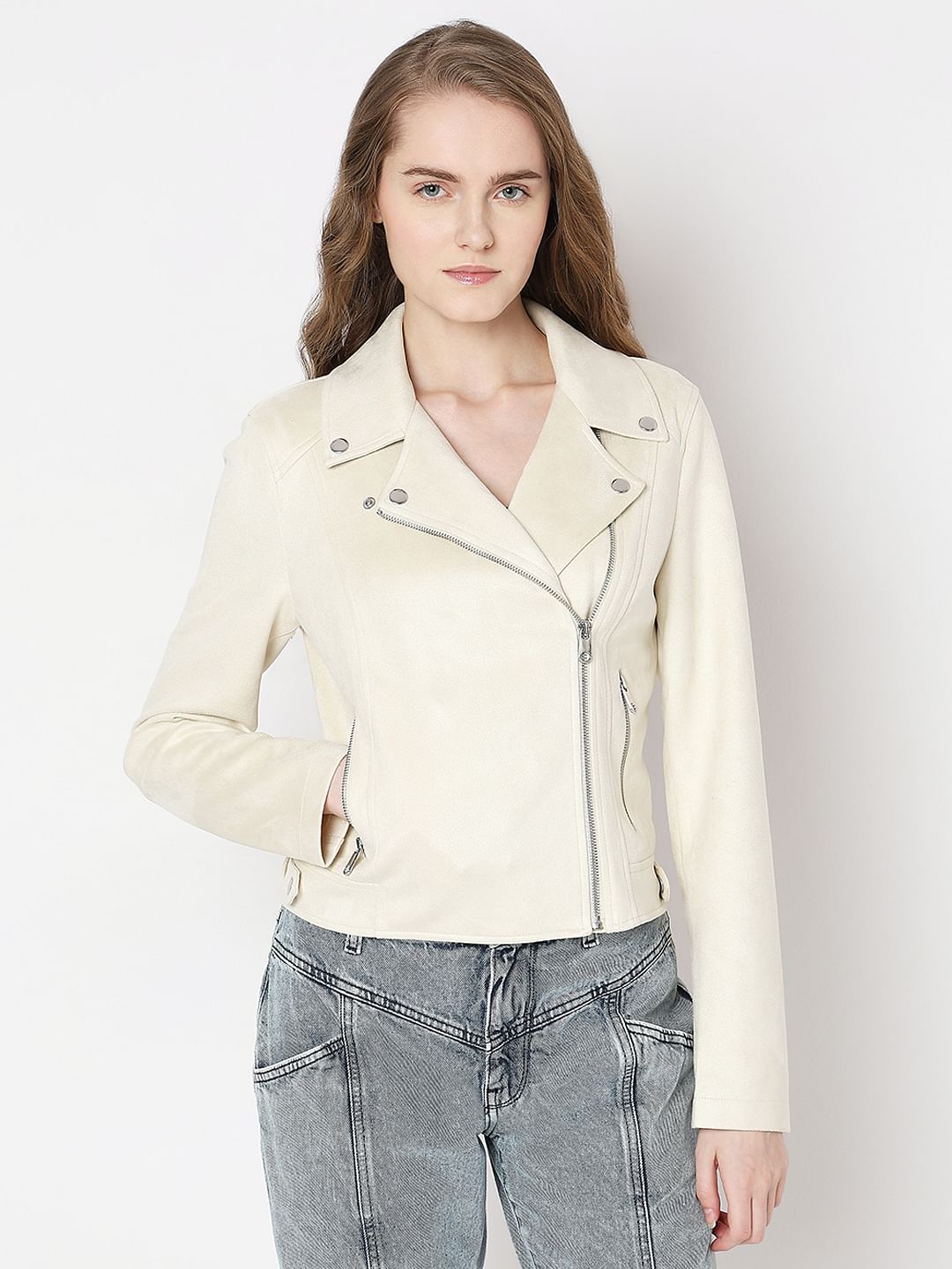 Beige Biker Jacket