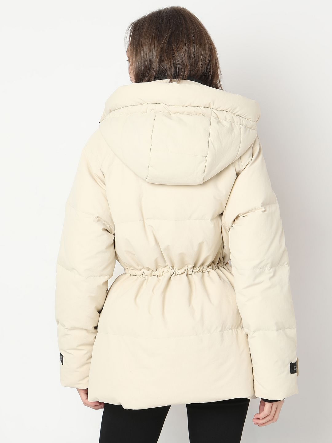 Beige Hooded Parka Jacket