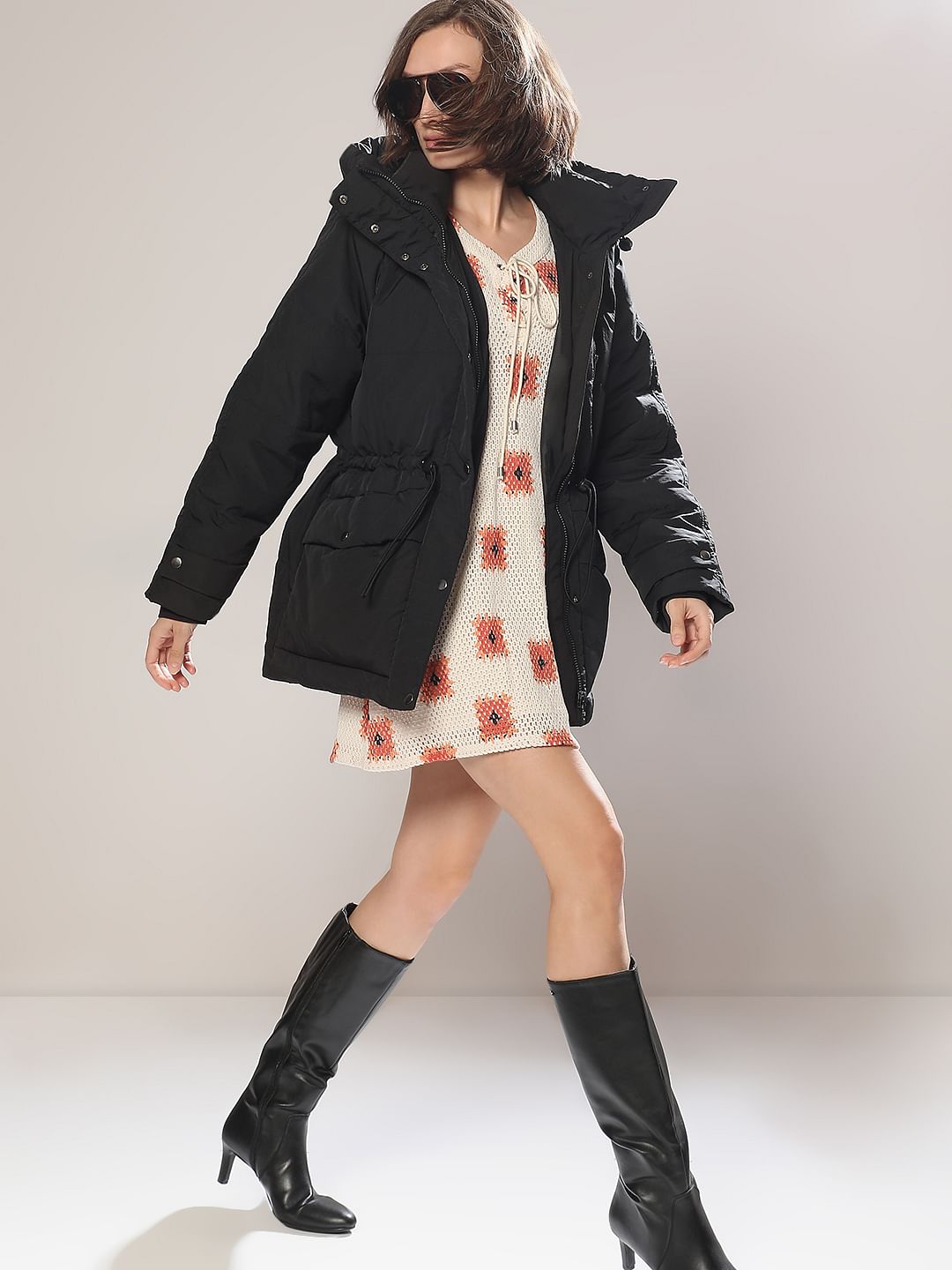 Black Hooded Parka Jacket