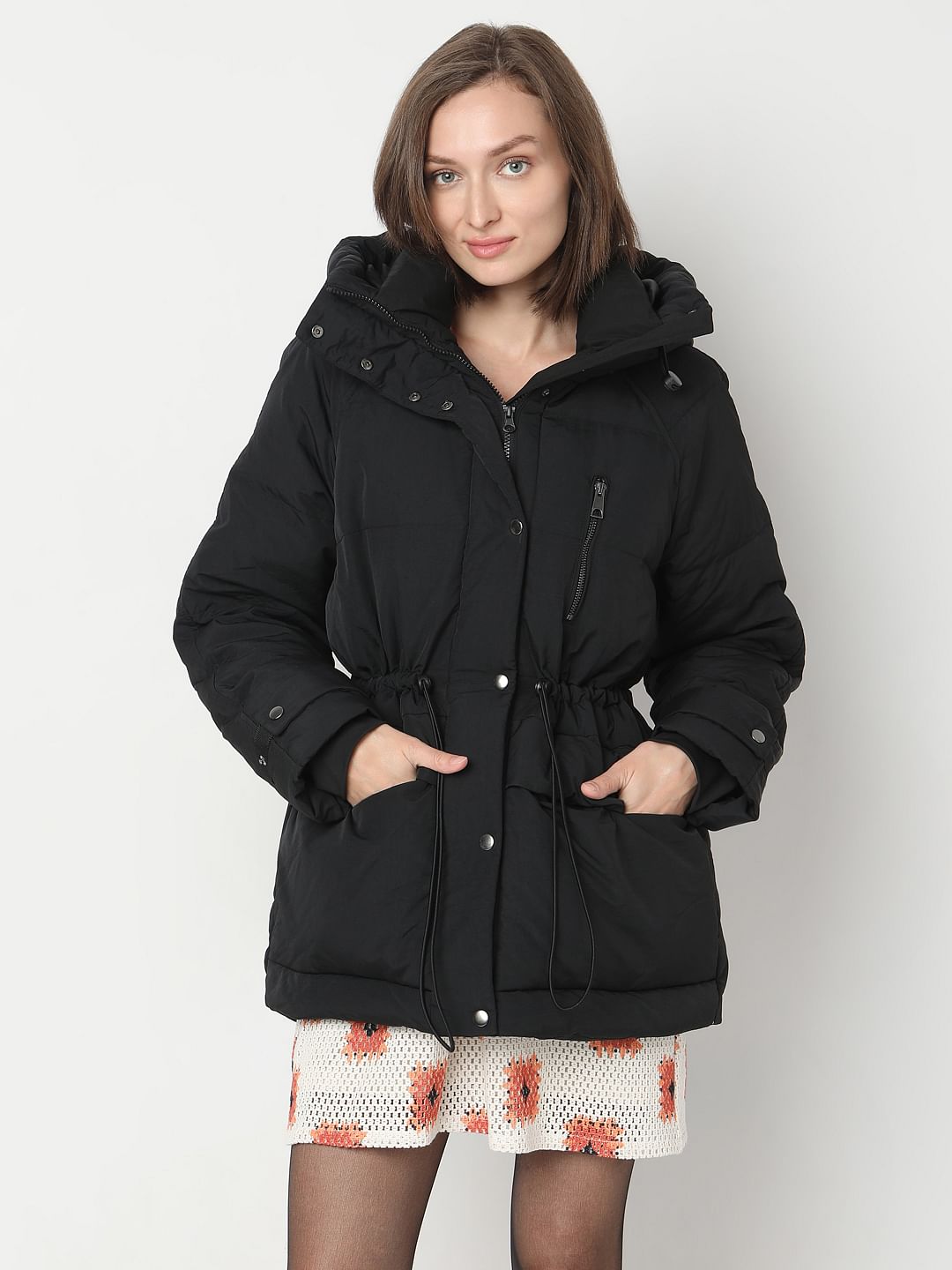 Black Hooded Parka Jacket