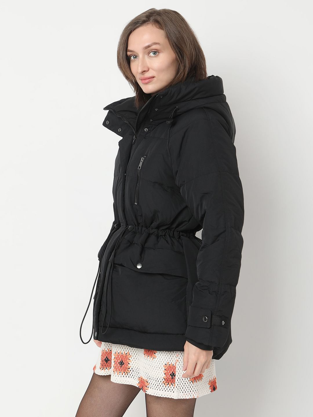 Black Hooded Parka Jacket
