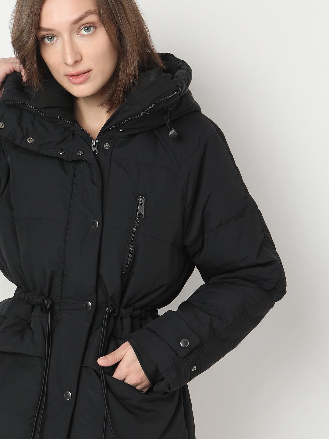 Black Hooded Parka Jacket