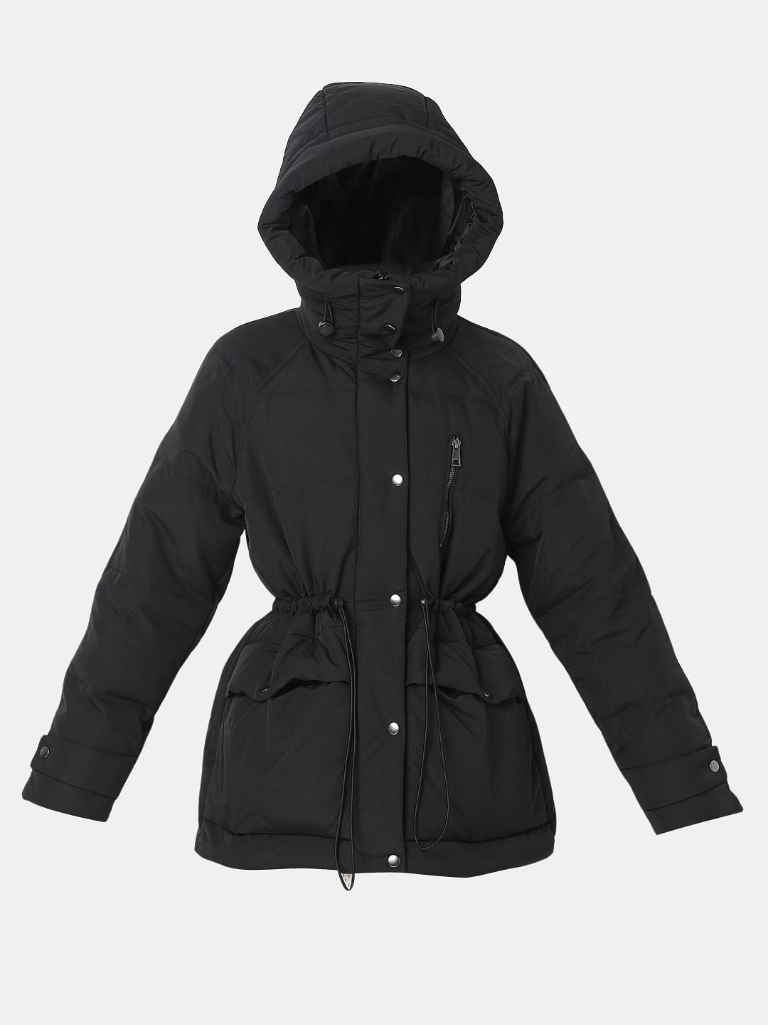 Black Hooded Parka Jacket