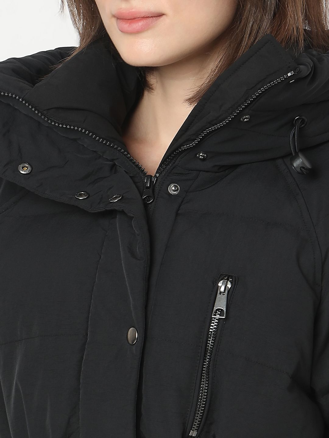 Black Hooded Parka Jacket
