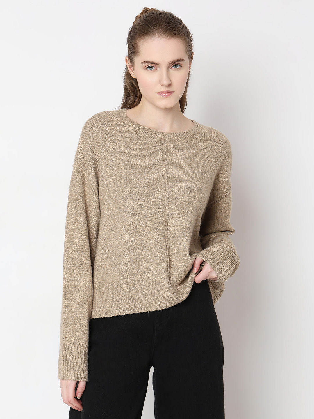 Brown Round-Neck Pullover