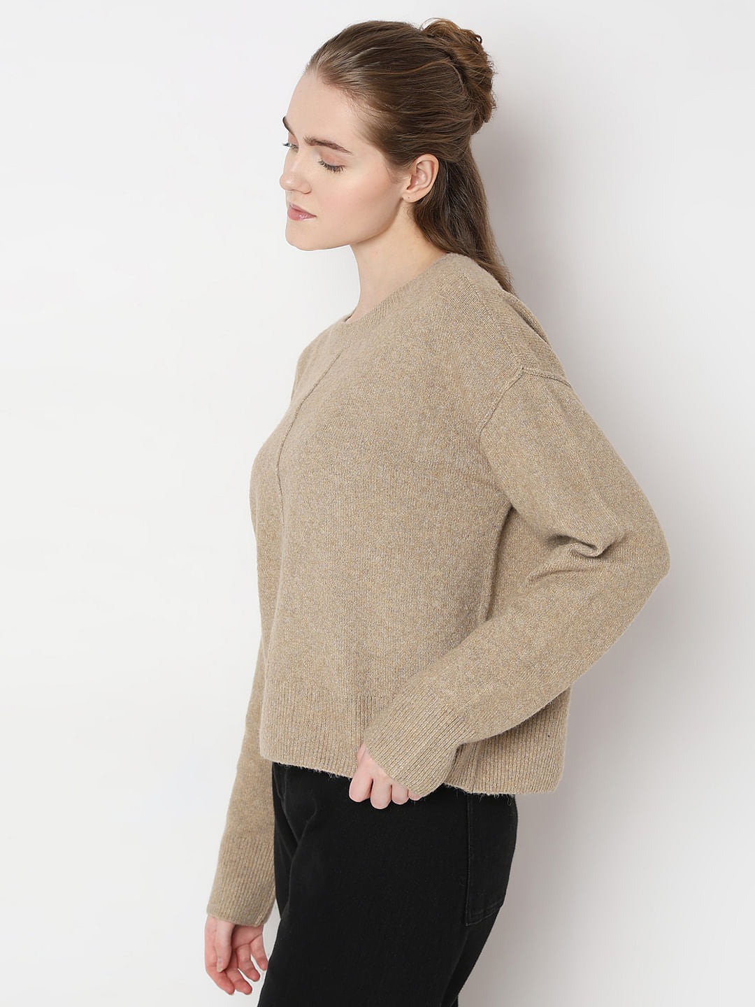 Brown Round-Neck Pullover