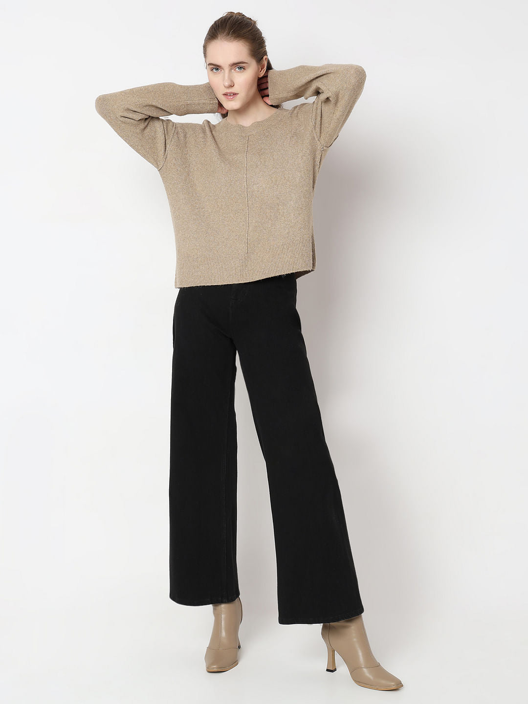 Brown Round-Neck Pullover