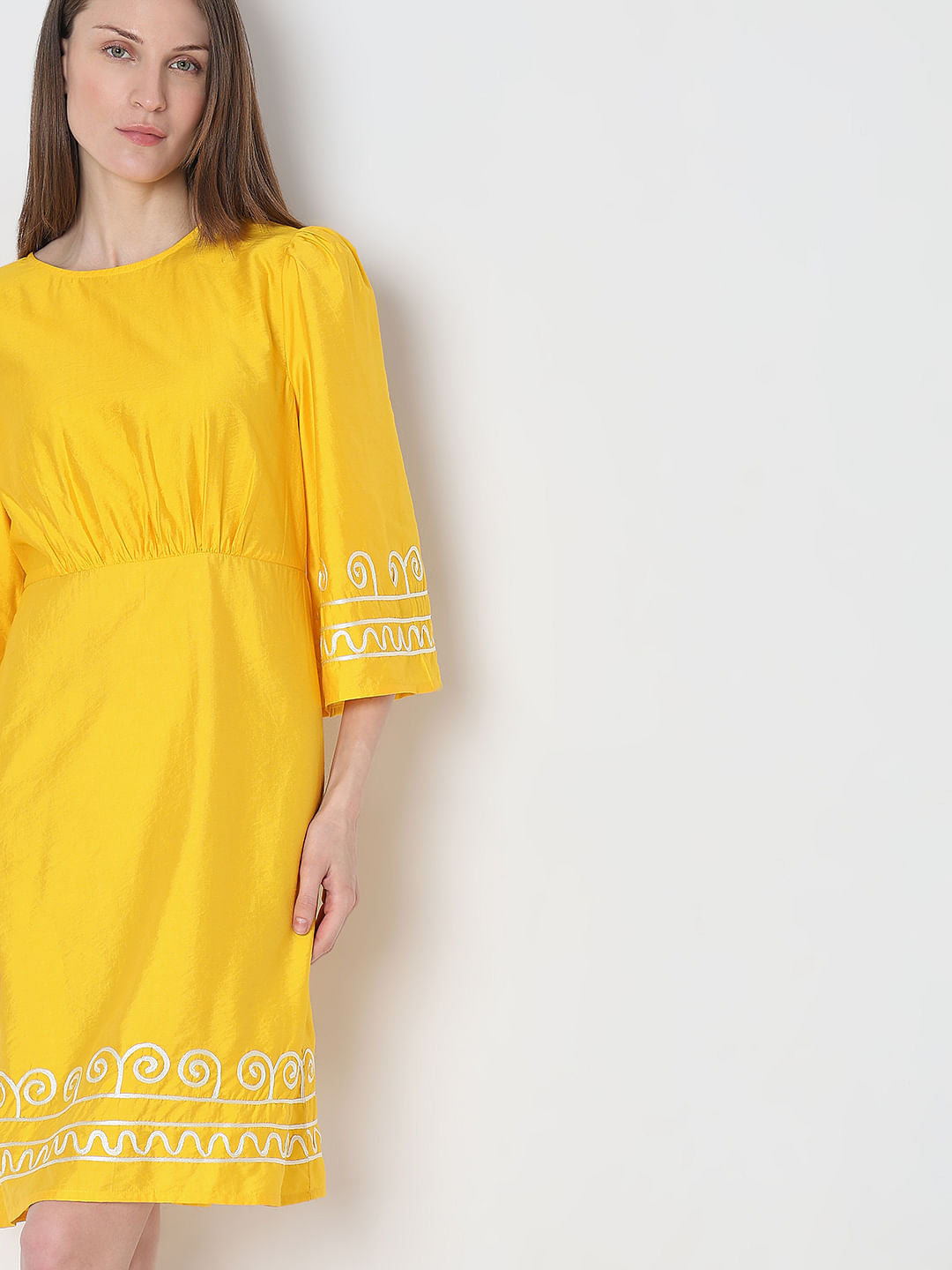 Yellow Contrast Piping Dress