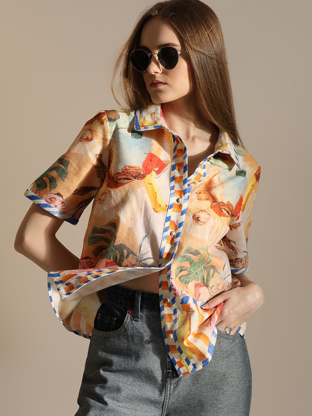 Yellow Tropical Print Shirt