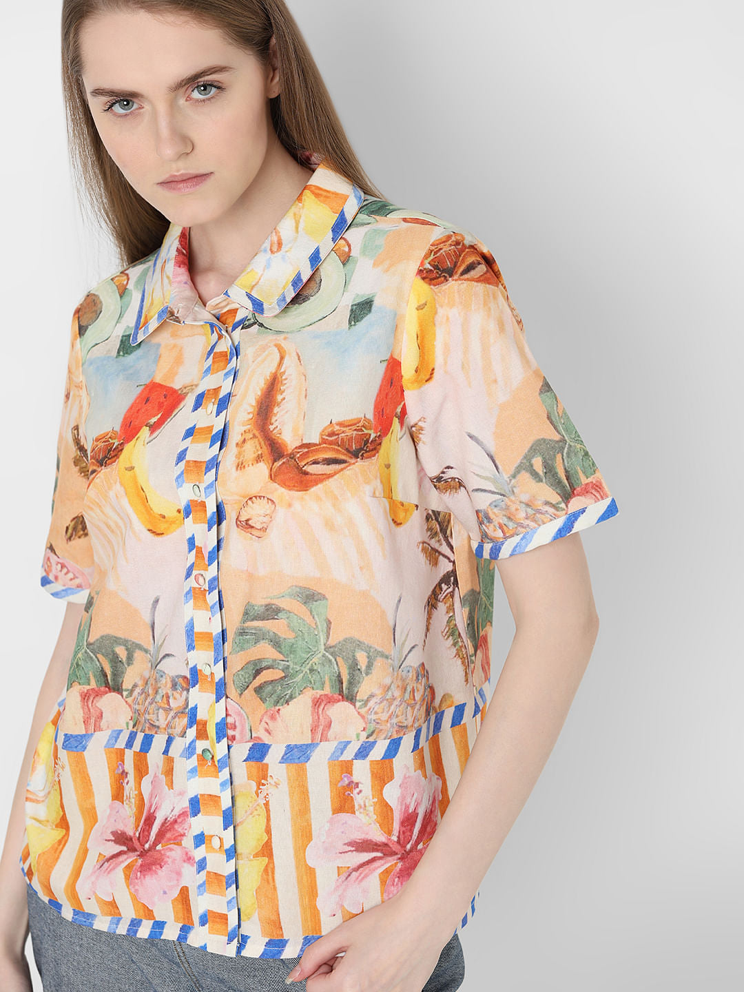 Yellow Tropical Print Shirt