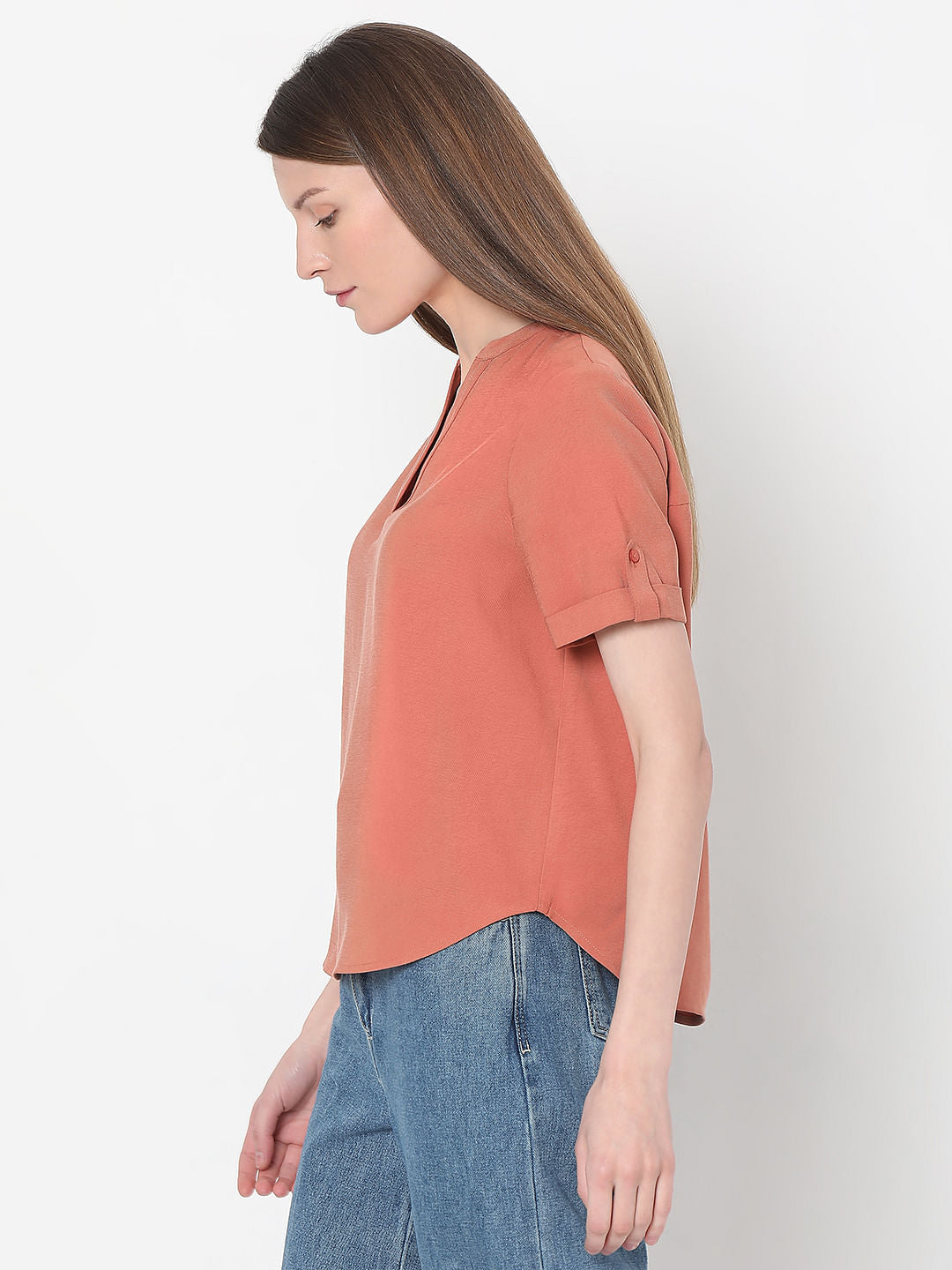 Peach V-Neck Top