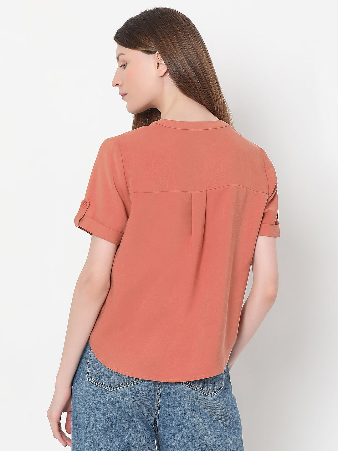 Peach V-Neck Top