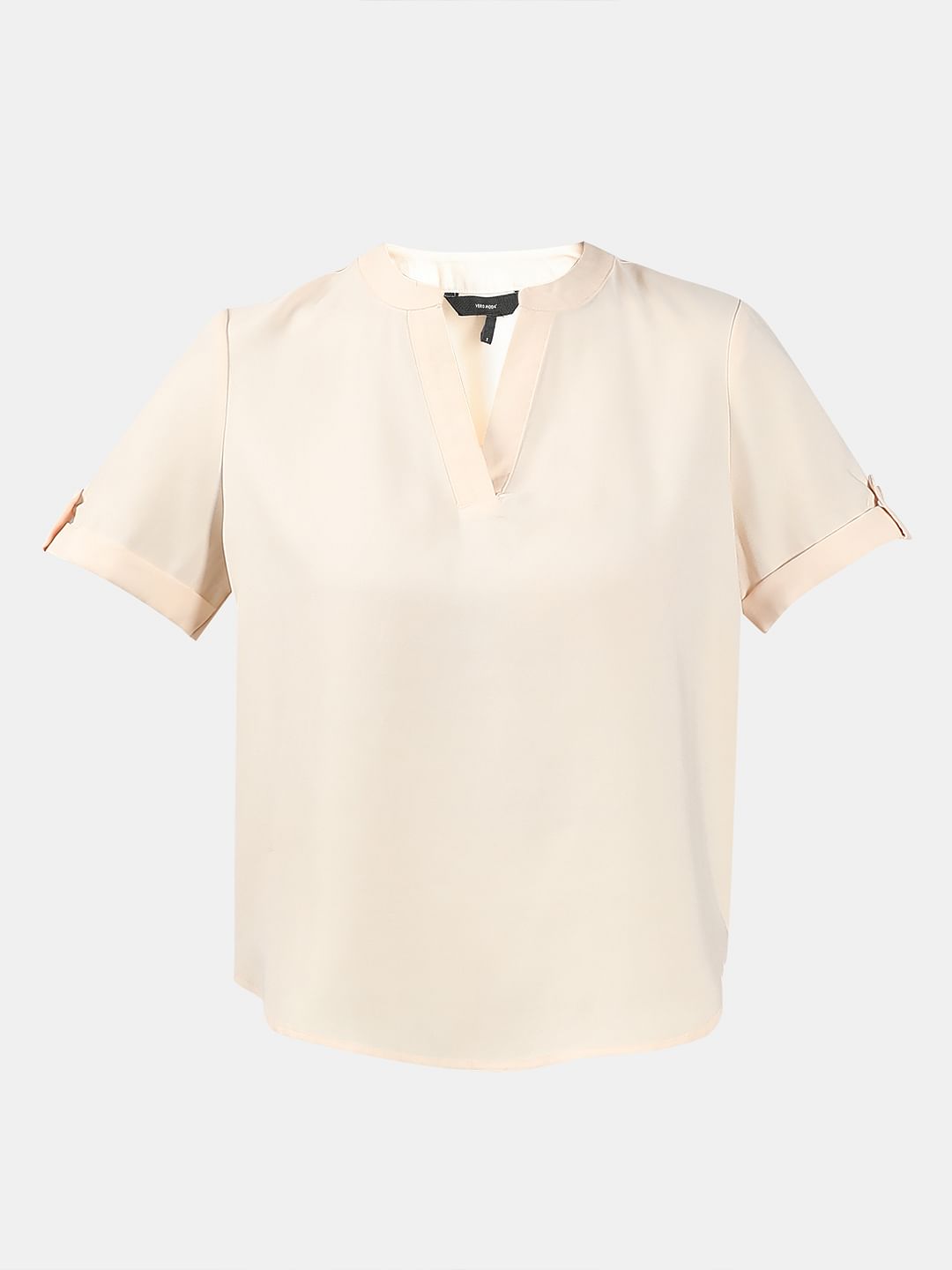 Beige V-Neck Top