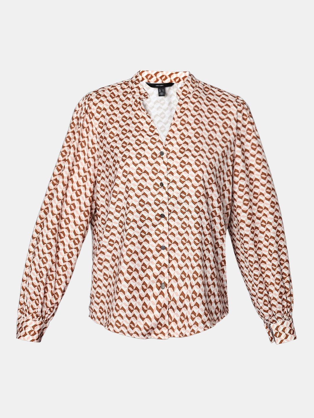 Brown Geometric Print Top