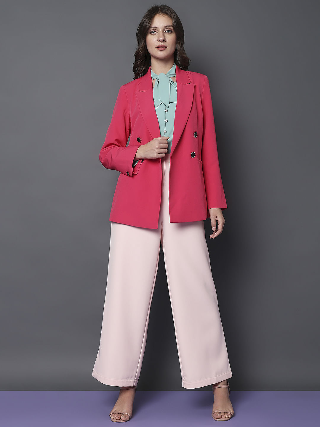 Pink Double Breasted Blazer
