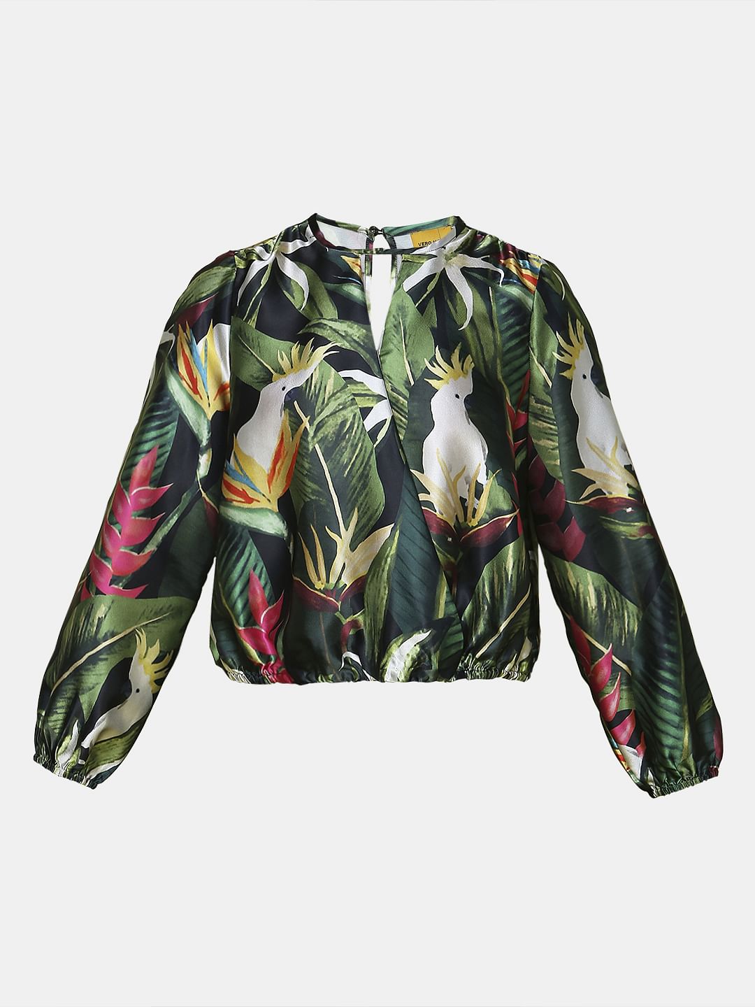 Marquee Green Tropical Print Top