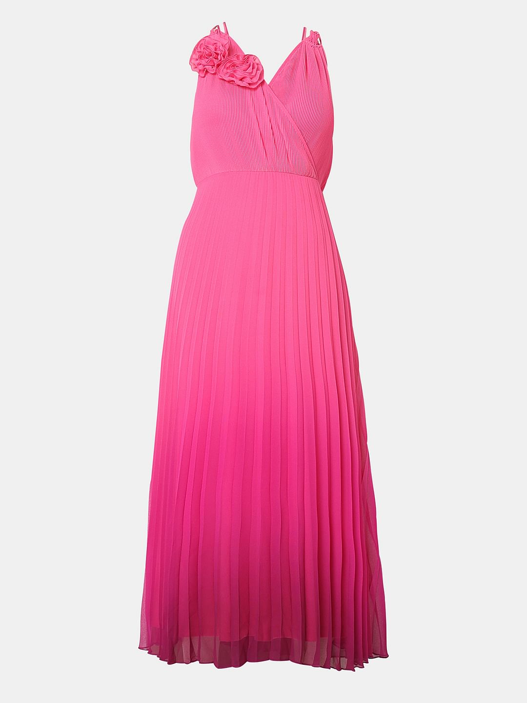 Marquee Pink Ombre Pleated Midi Dress