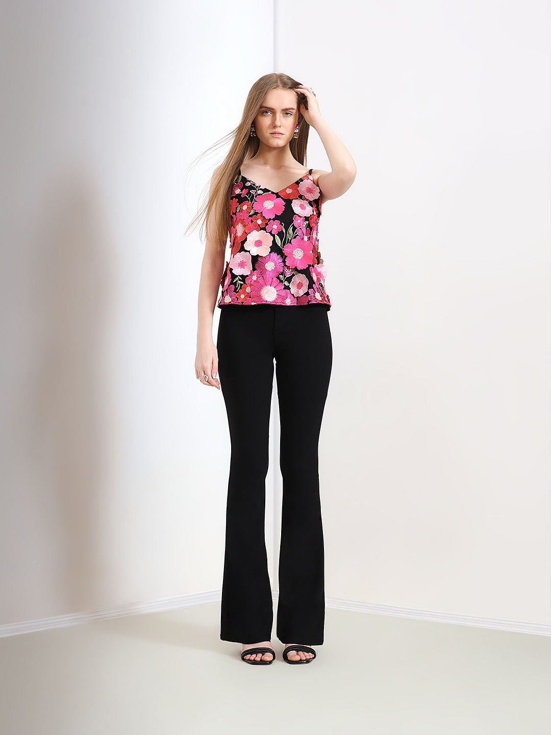 Marquee Black 3D Floral Top