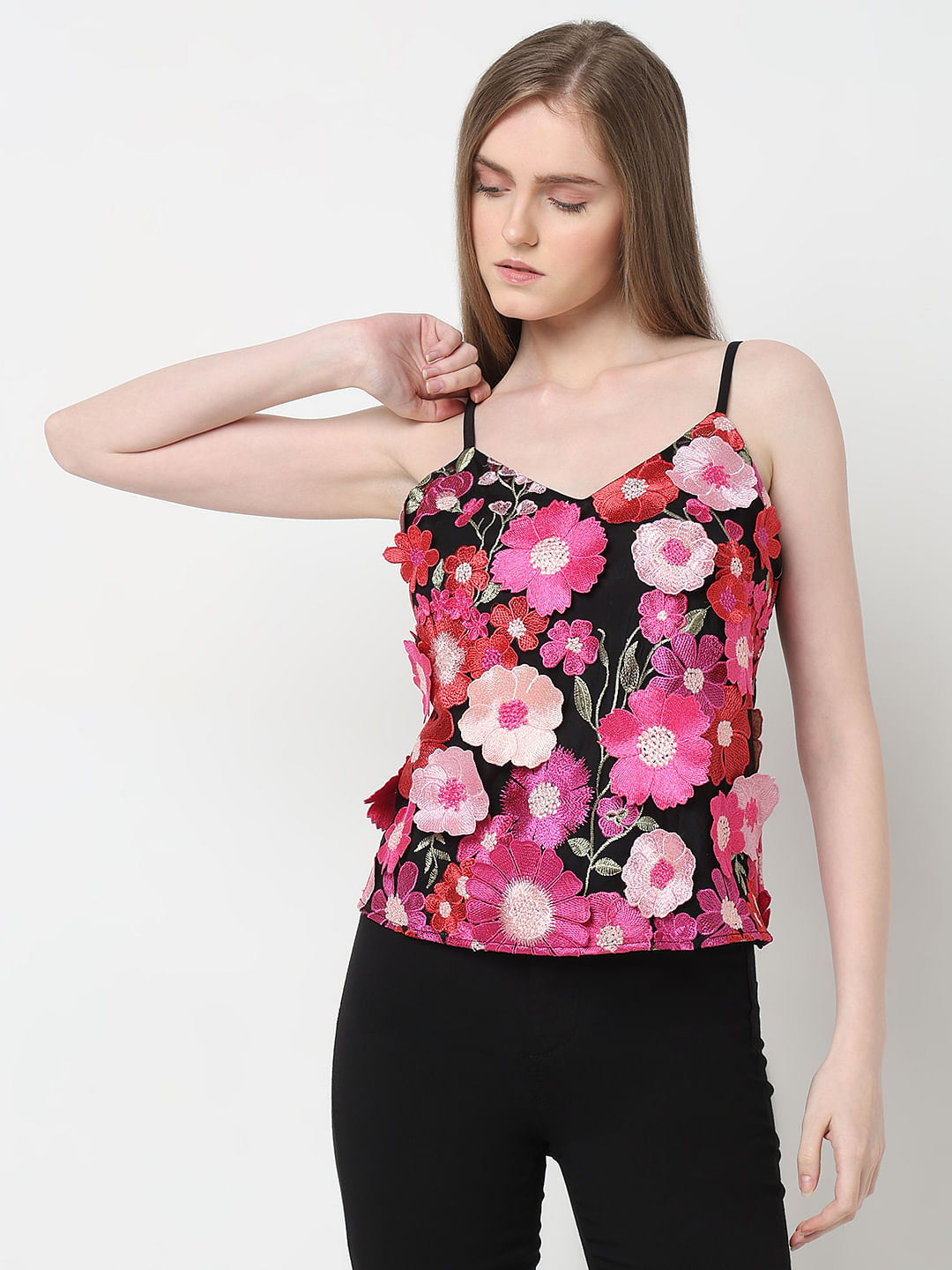 Marquee Black 3D Floral Top