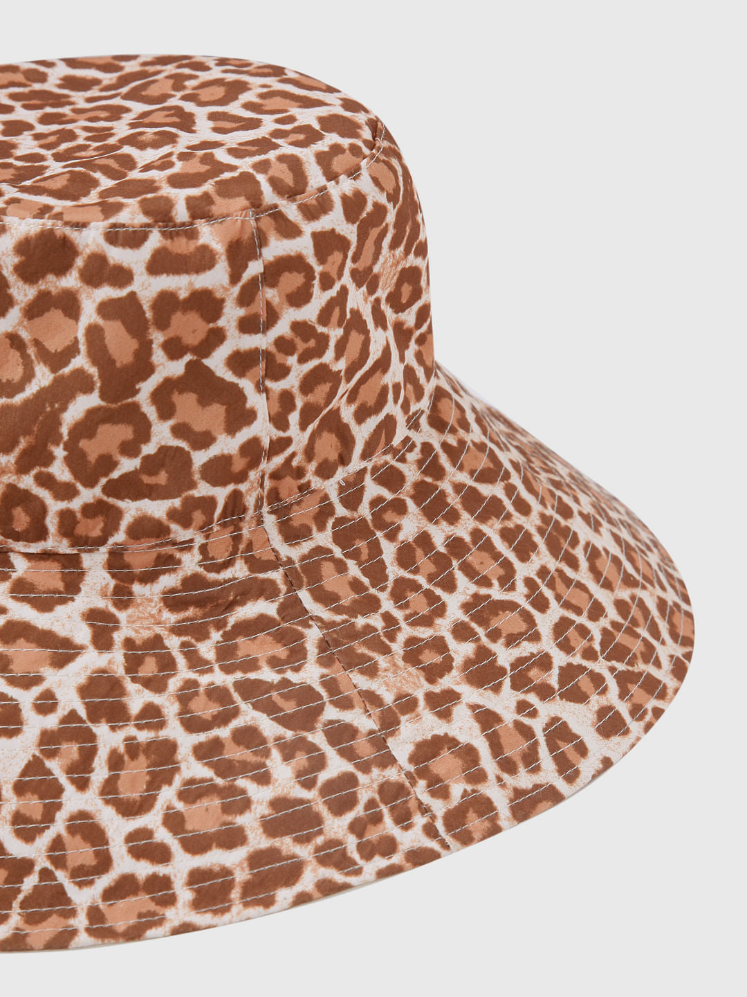 Beige Animal Print Bucket Hat
