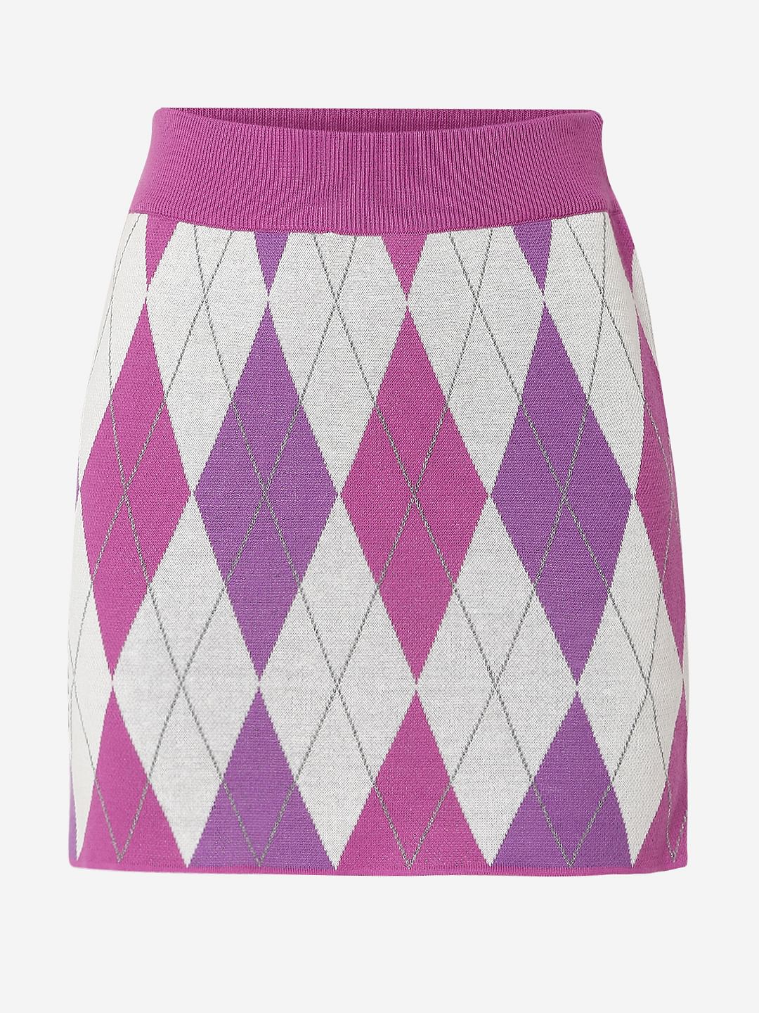 Purple High Rise Knit Co-Ord Skirt