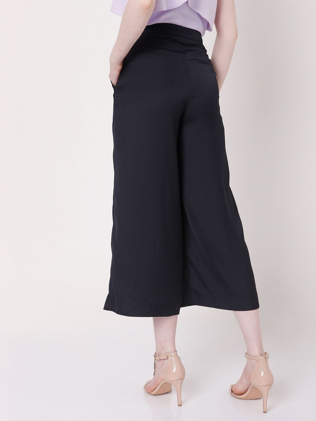 Navy Blue Mid Rise Co-Ord Set Culottes