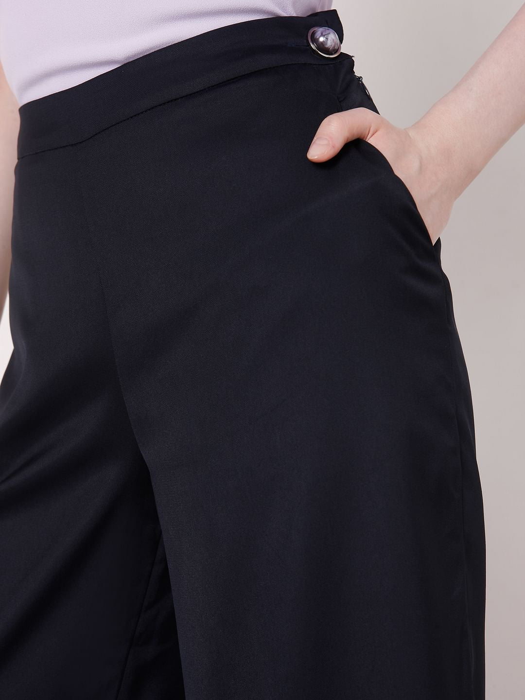 Navy Blue Mid Rise Co-Ord Set Culottes