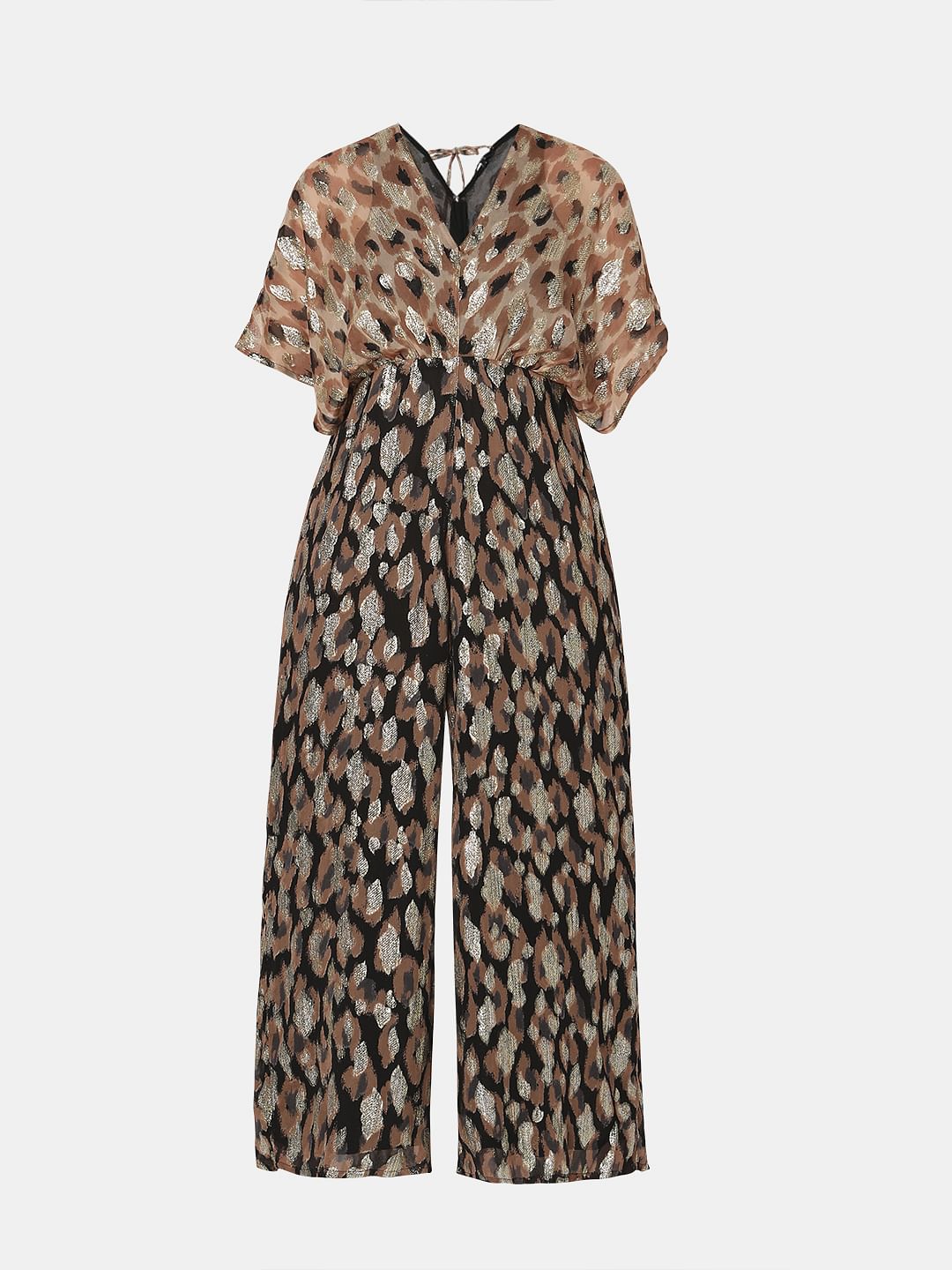 Black & Brown Printed Georgette Jumpsuit