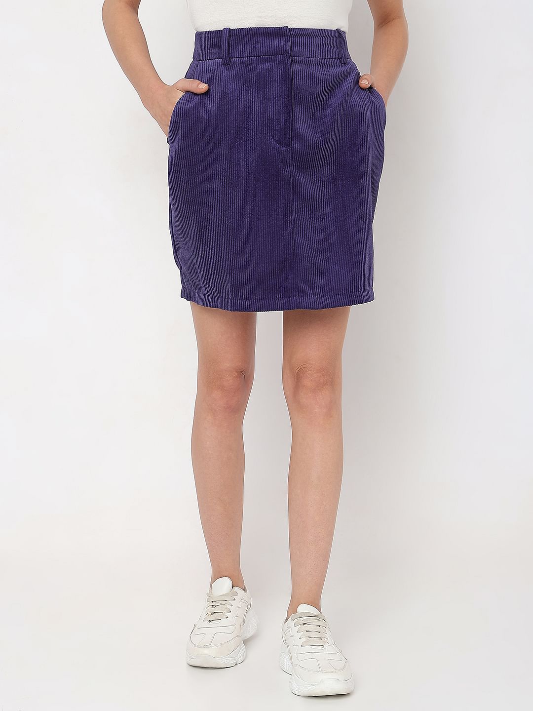 Purple High Rise Corduroy Skirt
