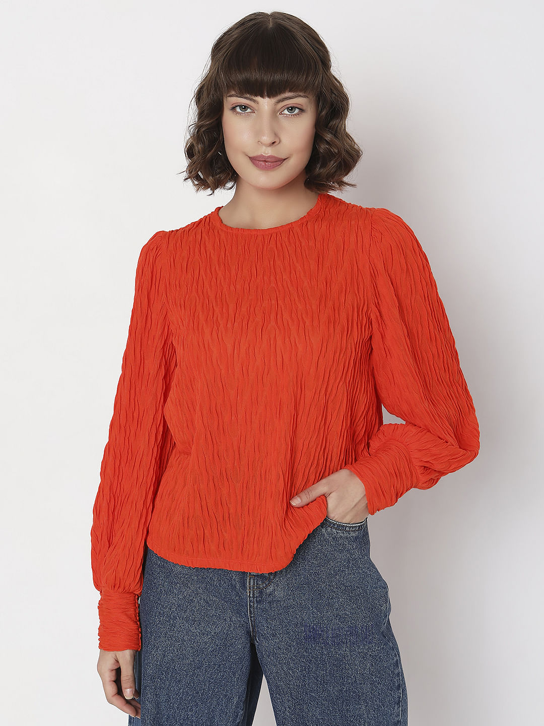 Orange Textured Top