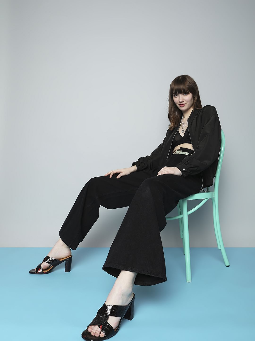 Black High Rise Jade Straight Fit Jeans